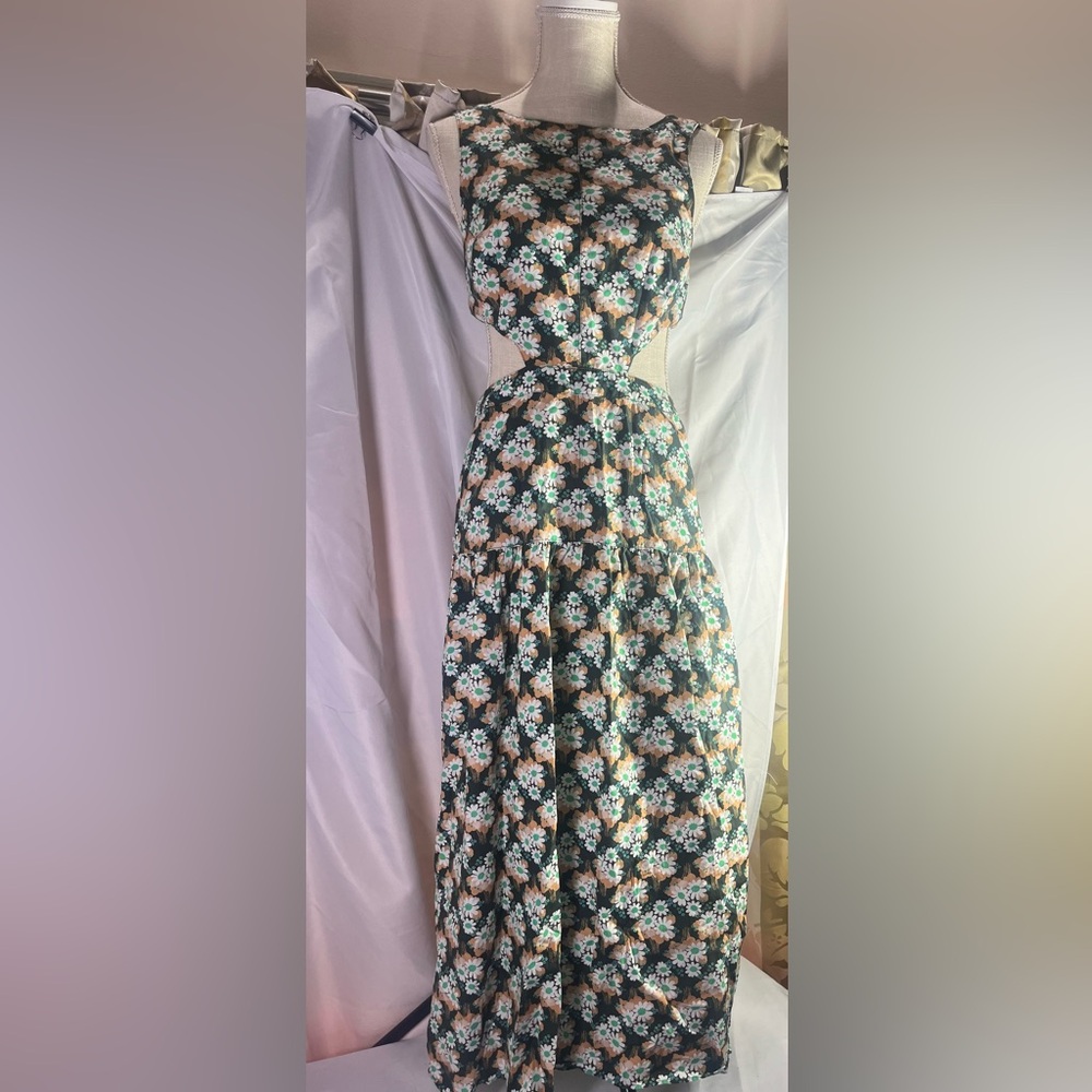Topshop Green and White Halter Sundress for Wedding Guest